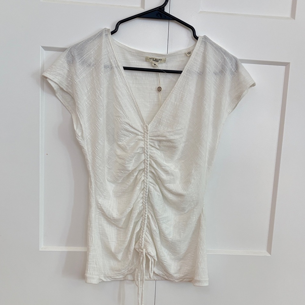 Max Studio Cream Ruched Blouse